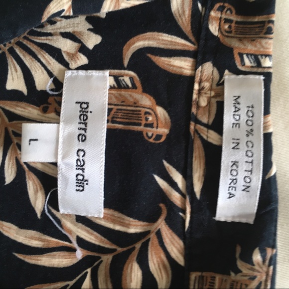 Pierre Cardin black and tan Hawaiian print L - Picture 4 of 4